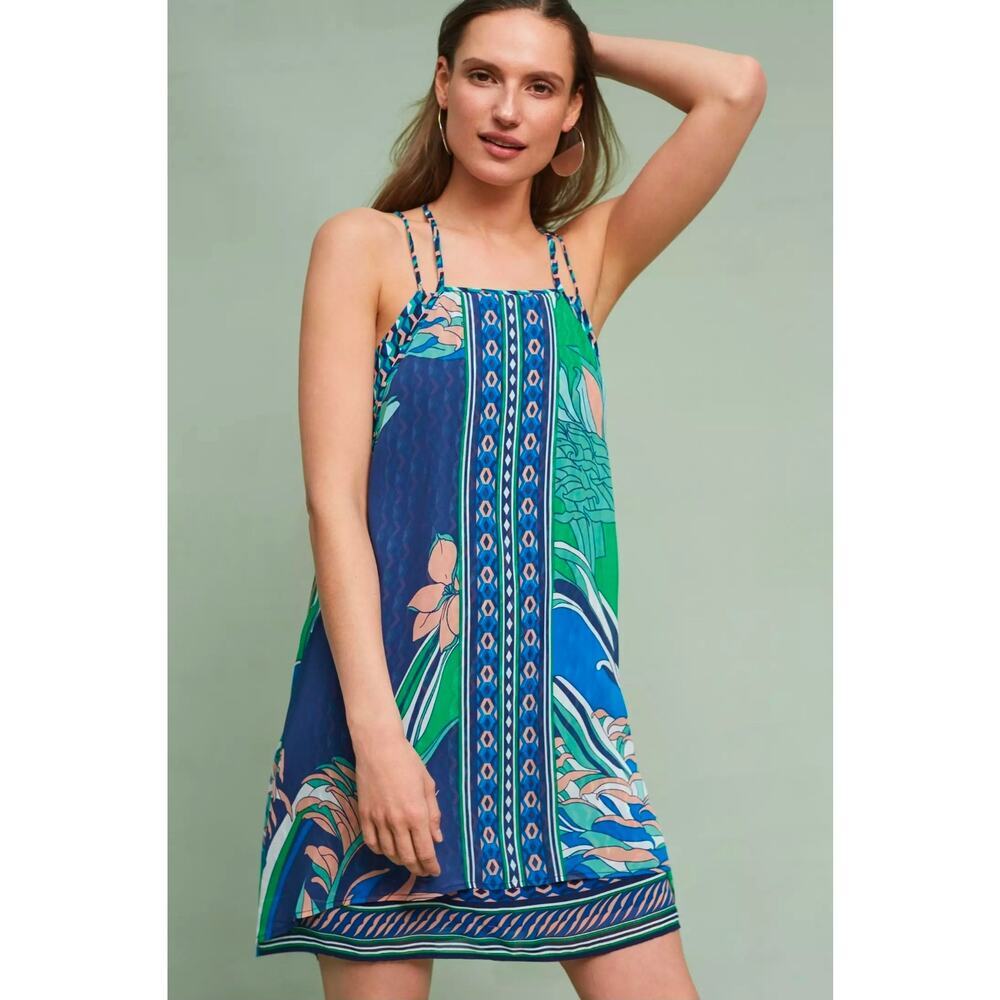 Anthropologie Maeve Laurel 100% Silk Layered Dress. Size M. Ret $128